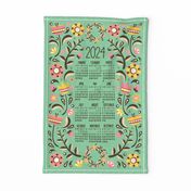 2024 Midsummer Festival Floral Tea Towel Calendar (Mint)