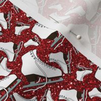 Figure Skates on Red Glitter Various Sizes.