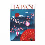  Retro Japan Travel Poster Tea Towel - order +54" fabric