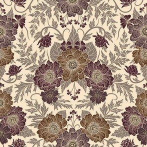 Fall Floral Pattern in Mauve & Brown