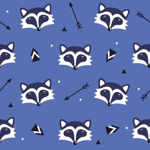 Racoons on violet background