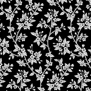 Spring Blossoms black white medium