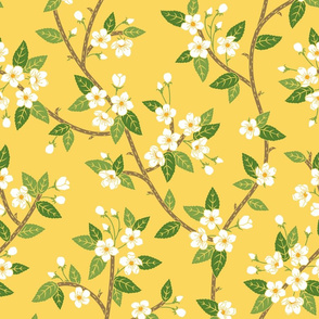 Spring Blossoms - yellow - large scale