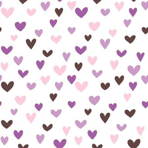 Pink hearts on white background