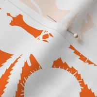 Aussie Love Birds & Banksias - white on burnt orange, medium 