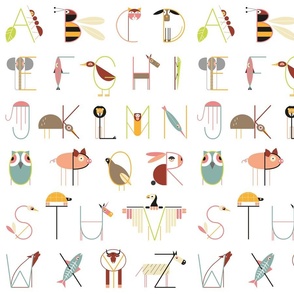 (M) Animal alphabet pattern