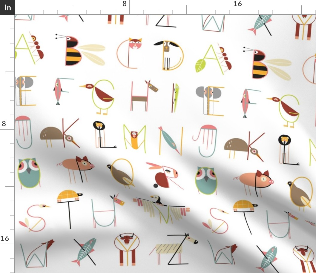 (M) Animal alphabet pattern