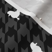 Poodle Houndstooth - White on Black