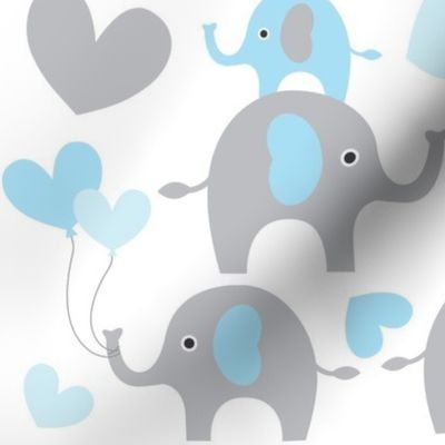 Blue and grey elephants/ hearts 