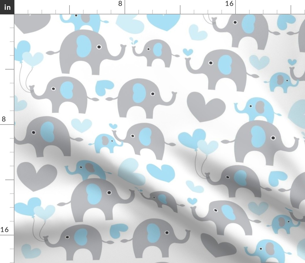 Blue and grey elephants/ hearts 