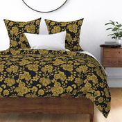 Gold on Black Floral