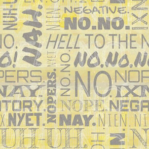 Absolute NO -- Subway Style Font Frenzy Ways to Say No in Pantone 2021 Color of the Year -- Illuminating Yellow, Ultimate Gray