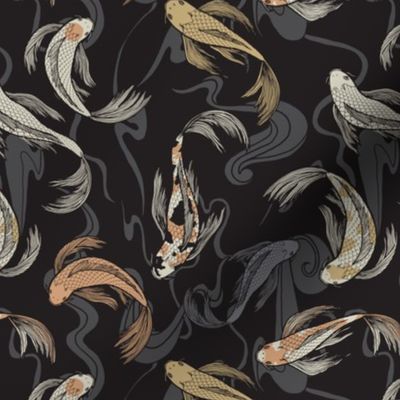 Koi Fish - Black and Grey