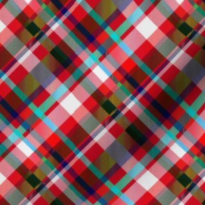 Madras Plaid in Red Blue and Shimmer Effect