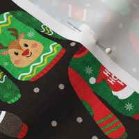 Ugly Christmas Sweaters on Dark Grey Linen - medium scale