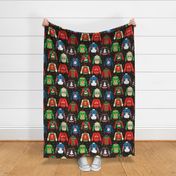 Ugly Christmas Sweaters on Dark Grey Linen - large scale