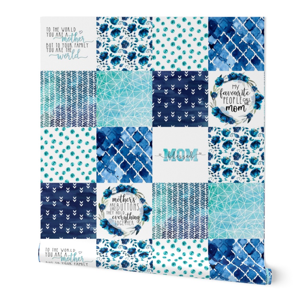 Mom//Blues - Wholecloth Cheater Quilt