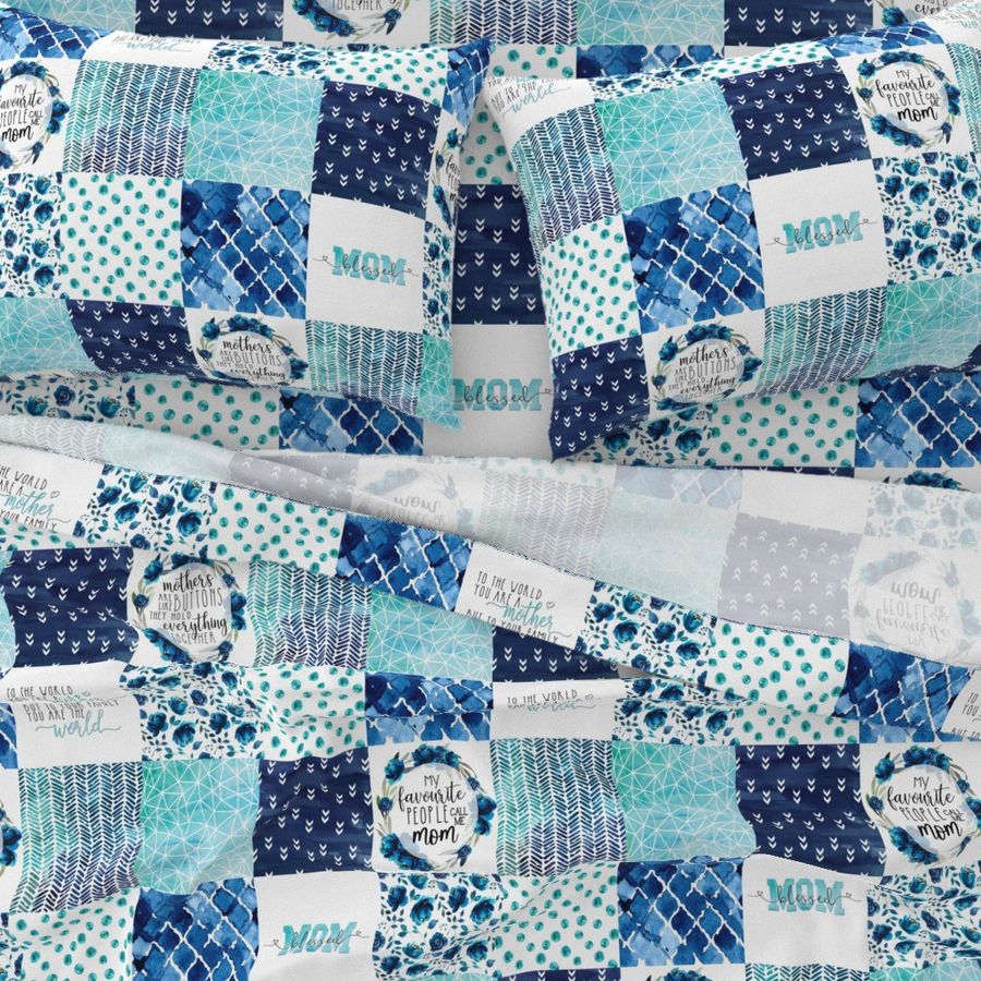 Mom//Blues - Wholecloth Cheater Quilt