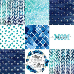 Mom//Blues - Wholecloth Cheater Quilt