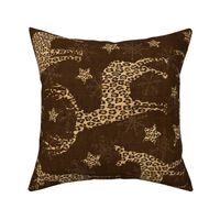 Leopard Reindeer with Snowflakes on Chocolate Linen rotated - large scale