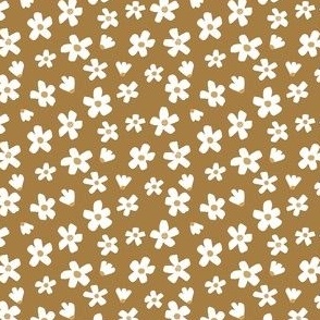 Daisy Floral Fabric Nursery Wallpaper // Burnt Toffee 