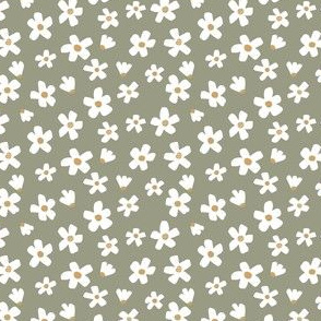 Daisy Floral Fabric Nursery Wallpaper // Meadow Green