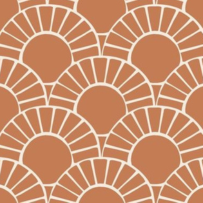 Mosaic Sun Tile in Terracotta Copper Marigold Terracotta Tile