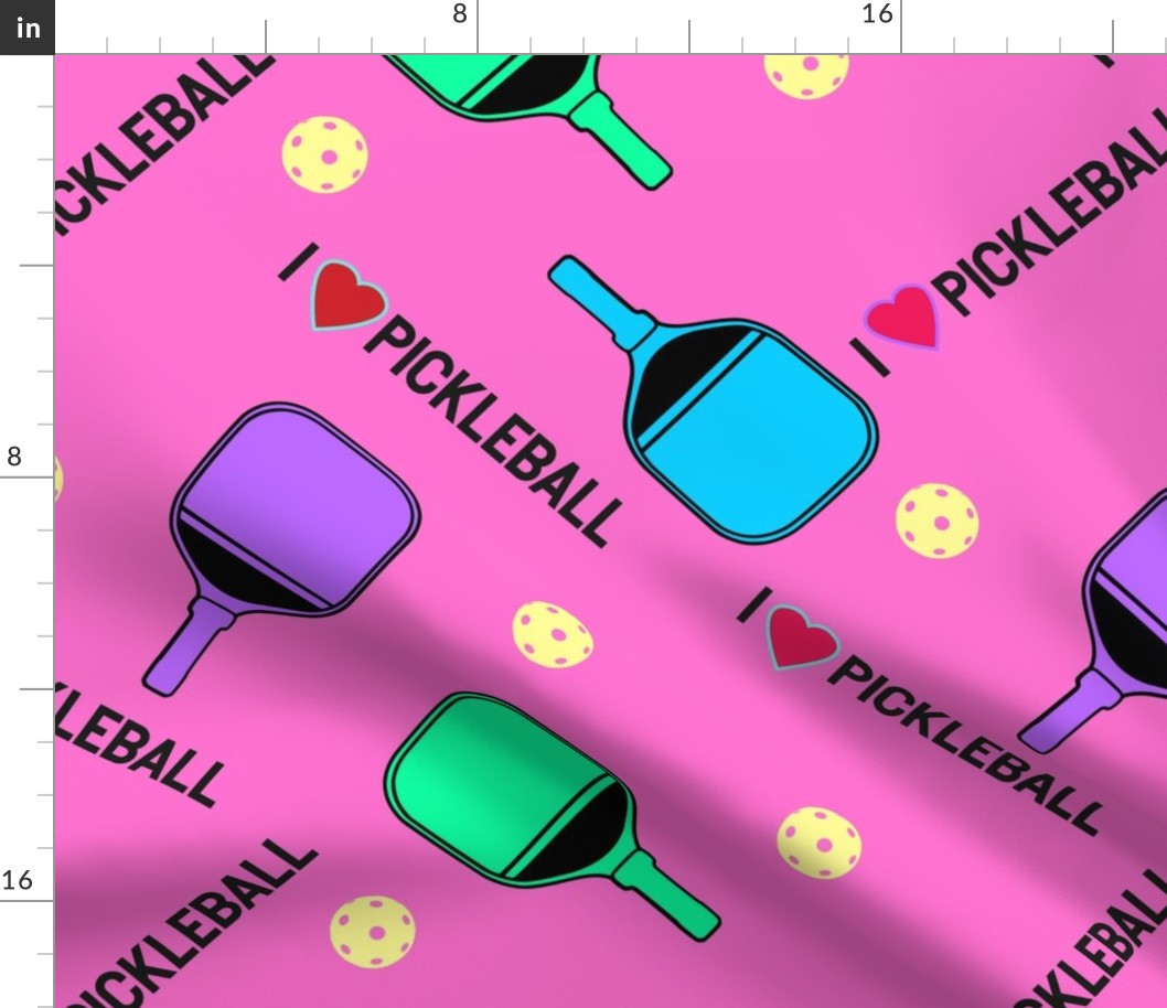 I love pickleball pink - large scale tiles