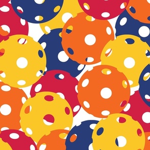 Mix of pickleballs :orange, blue, red - large scale tiles