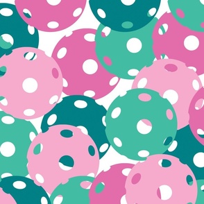 Pastel  pink and  minty green pickleballs - large scale pattern
