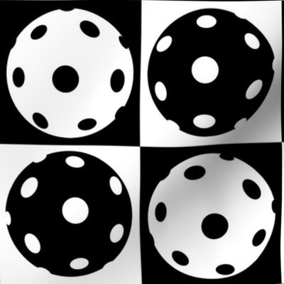 Black and white pickleball pattern - large scale tiles