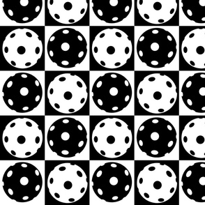 Black and white pickleball pattern - large scale tiles
