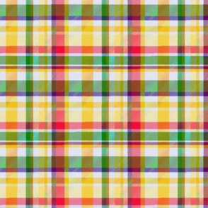 Madras Plaid in Yellow Red and Green