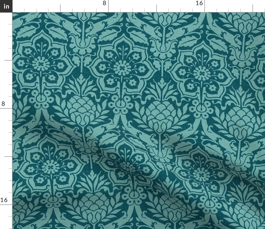 Day's Damask, teal blue