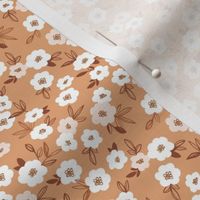 Sweet blossom garden romantic english liberty print flowers nursery soft caramel cinnamon brown SMALL