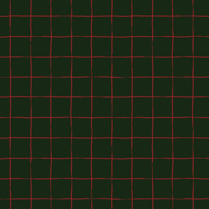 Graph Paper Grid - Red on Dark Green