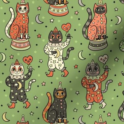 Kitty Clowns in Green