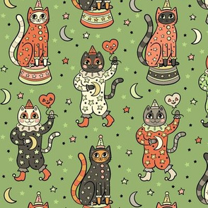 Kitty Clowns in Green