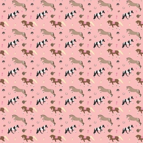 Cute Ponies Equestrian Pattern On Pink