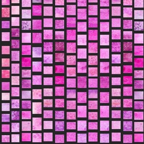 Watercolor Squares - Pinks & Purples on Dark Grey