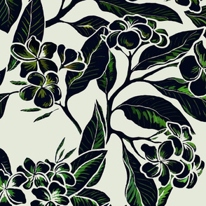 Nostalgic plumeria-offwhite-green