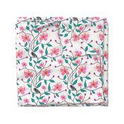 Twirling Floral Vines #4 (hot Pink) - white, medium 