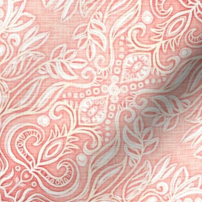 Blush Peach Pink Textured Folk Art Doodle