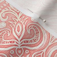 Blush Peach Pink Textured Folk Art Doodle