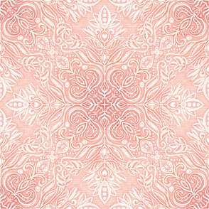 Blush Peach Pink Textured Folk Art Doodle