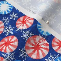 Christmas Candy Peppermint Blizzard - red, blue, and white watercolor