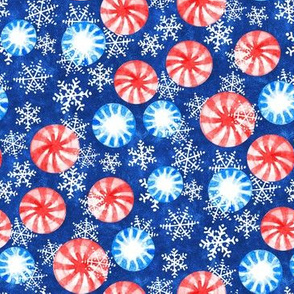 Christmas Candy Peppermint Blizzard - red, blue, and white watercolor