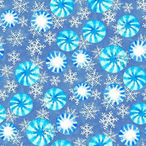 Christmas Candy Peppermint Blizzard - minty fresh blues on a textured background 