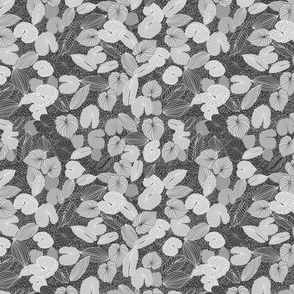 leaf and dots, grey, medium