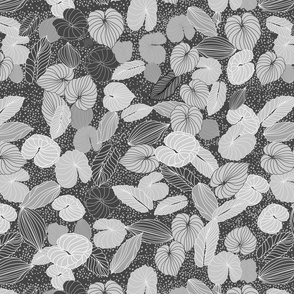 leaf and dots - grey, large